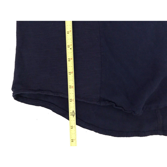 Lucky Brand | Roll Tab Sleeves Button Front Tunic Size L Blue Split V- Neck - Picture 7 of 9